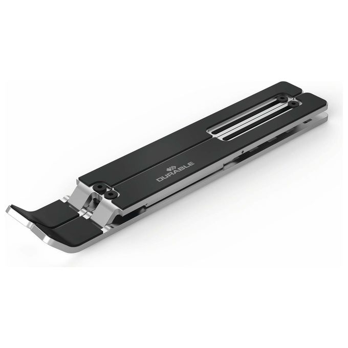 Durable 505123 Fold Supporto per Laptop Regolabile in Altezza 6 Posizioni Pieghevole con Borsa da Trasporto colore Argento