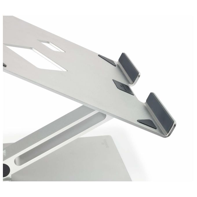 Durable 505023 Supporto Alza Notebook Regolabile per Laptop e Tablet da 10'' a 17'' Fino a 5 Kg in Alluminio Pieghevole con Dissipazione del Calore colore Argento