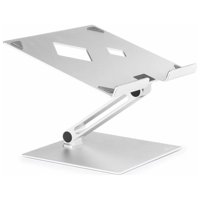 Durable 505023 Supporto Alza Notebook Regolabile per Laptop e Tablet da 10'' a 17'' Fino a 5 Kg in Alluminio Pieghevole con Dissipazione del Calore colore Argento