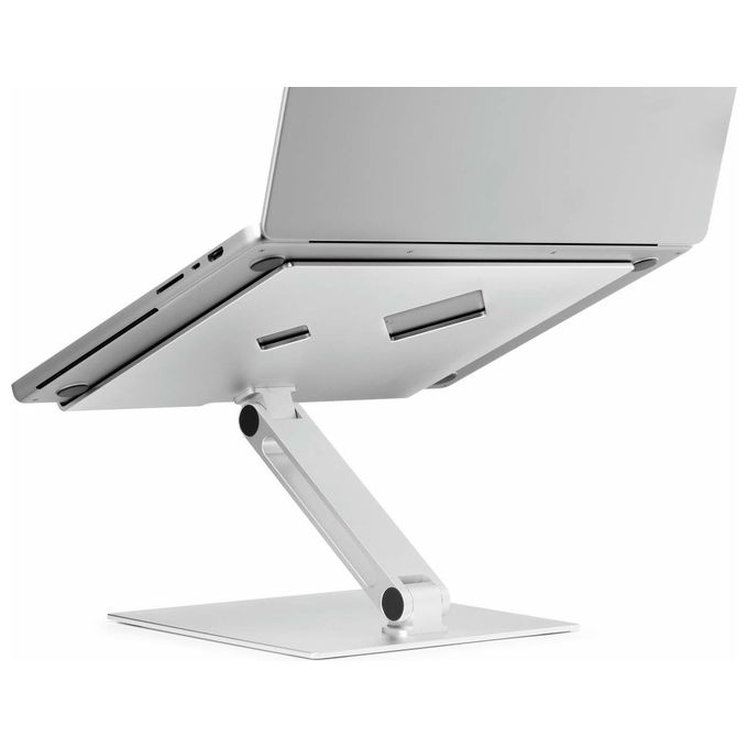 Durable 505023 Supporto Alza Notebook Regolabile per Laptop e Tablet da 10'' a 17'' Fino a 5 Kg in Alluminio Pieghevole con Dissipazione del Calore colore Argento