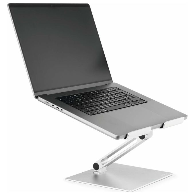 Durable 505023 Supporto Alza Notebook Regolabile per Laptop e Tablet da 10'' a 17'' Fino a 5 Kg in Alluminio Pieghevole con Dissipazione del Calore colore Argento