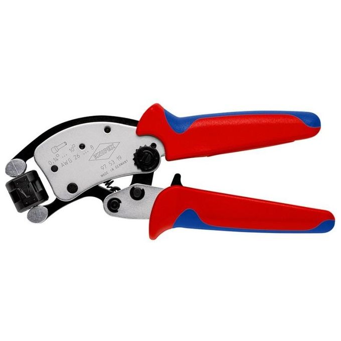 KNIPEX 97 53 19 Twistor T Pinza a Crimpare Autoregolante per Capicorda con Testa Girevole 360° Capacita' 0,14 — 10 mm² con Impugnature Bicomponente colore Rosso