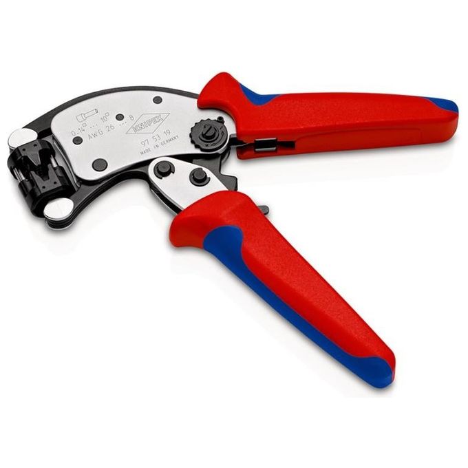 KNIPEX 97 53 19 Twistor T Pinza a Crimpare Autoregolante per Capicorda con Testa Girevole 360° Capacita' 0,14 — 10 mm² con Impugnature Bicomponente colore Rosso