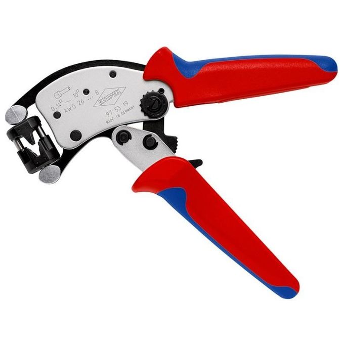 KNIPEX 97 53 19 Twistor T Pinza a Crimpare Autoregolante per Capicorda con Testa Girevole 360° Capacita' 0,14 — 10 mm² con Impugnature Bicomponente colore Rosso