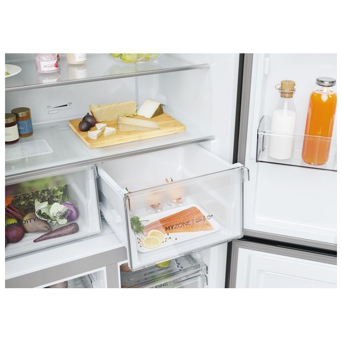 Haier HCR5919ENMP Cube 90 Serie 5 Frigorifero Americano 4 Porte 528 L 190 cm Classe E 38 dB Total No Frost colore Platino Inox