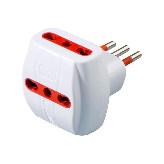 Rosi Adattatore Triplo Spina 2P+T Presa Bipasso 2P+T Bianco