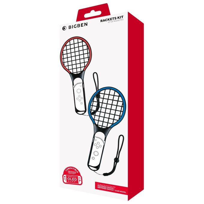 Big Ben SWITCHRACKETS Kit Racchette da Tennis per Nintendo Switch Wireless 2 pezzi colore Nero Blu Rosso