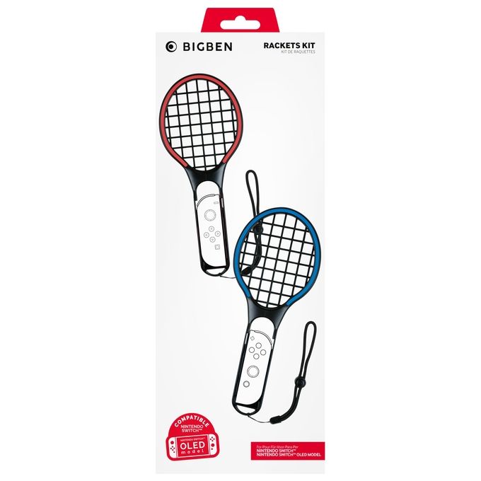 Big Ben SWITCHRACKETS Kit Racchette da Tennis per Nintendo Switch Wireless 2 pezzi colore Nero Blu Rosso