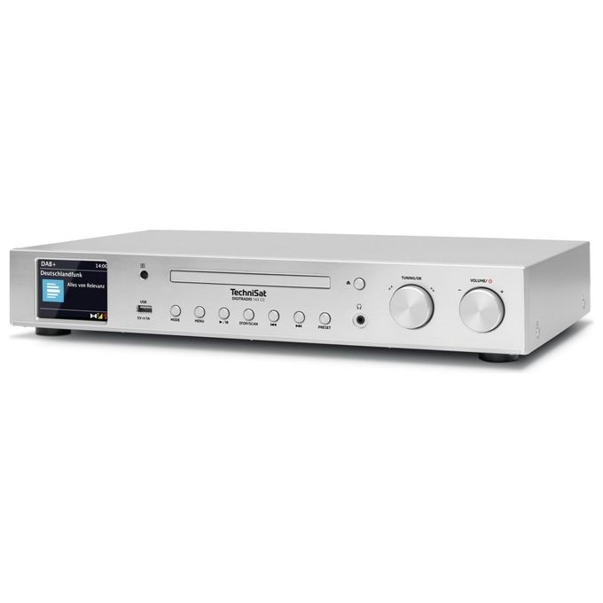 TechniSat 0001-3989 DIGITRADIO 143 CD Sintonizzatore HiFi Digitale DAB+ FM Radio Internet Bluetooth Spotify Lettore CD WLAN 43 5 cm colore Argento