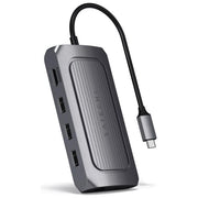 Satechi ST-U4MA3M Adattatore Multiporta USB4 HDMI 8K 60Hz USB-C PD 100W Gigabit Ethernet Lettore SD-MicroSD Jack 3,5 mm colore Grigio