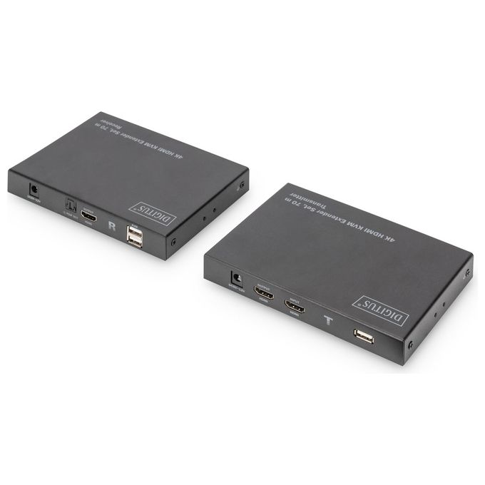 Digitus DS-55513 Estensore KVM HDMI 4K 70 m UHD 4K2K 60Hz HDR 4:4:4 HDMI 2.0 HDCP 2.2-1.4 KVM USB Audio S-PDIF Loop-Out colore Nero
