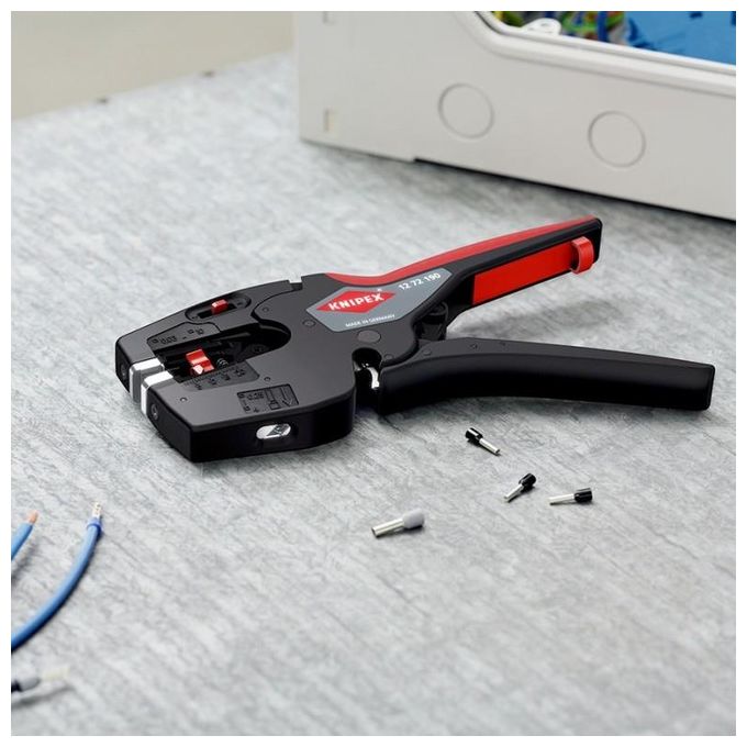 KNIPEX 12 72 190 SB NexStrip Utensile Multifunzione per Elettricista Taglio Spelatura Crimpatura 0,25-4 mm² 190 mm colore Nero-Rosso