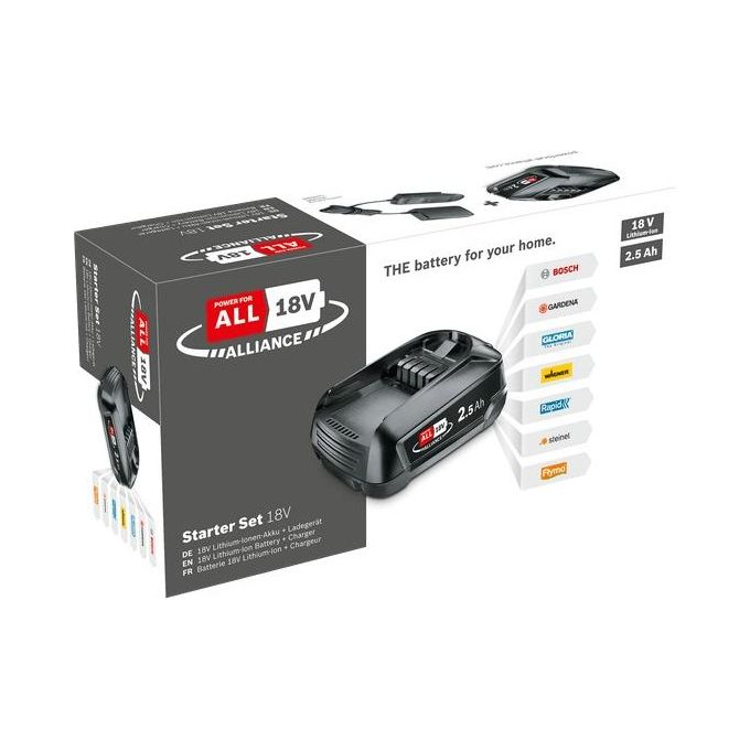 Bosch 1600A02625 Kit Batteria e Caricabatterie PBA 18V 2.5Ah AL 18V-20 Power for All Alliance