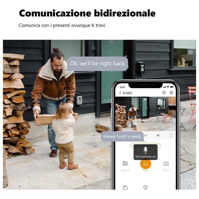 Imou IPC-F88FIP-V2 Knight Telecamera IP Wi-Fi 4K 8MP Rilevamento AI IP66 Sirena 110dB Visione Notturna colore Bianco