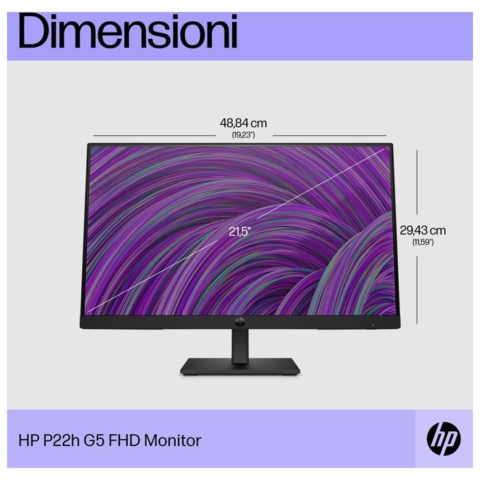 HP 64W30AA#ABB P22h G5 Monitor PC 21.5'' Full HD 1920x1080 IPS 75Hz Altoparlanti integrati colore Nero