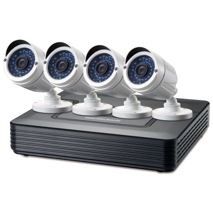 LevelOne DSK-8001 Kit Videosorveglianza Cablato 8 Canali DVR 4 Telecamere Bullet IP66 Visione Notturna 30 m H.264 HDD 6 TB colore Nero Bianco