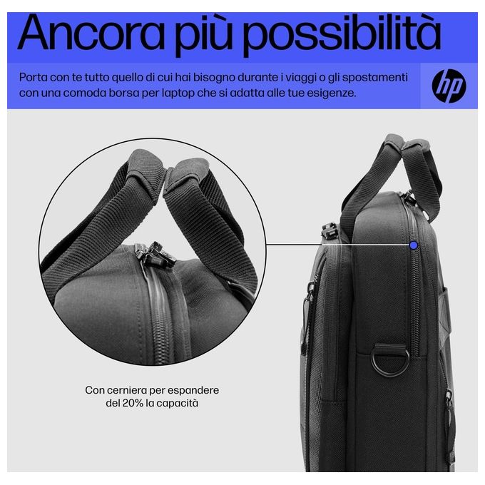 HP 6B8Y2AA Renew Executive Borsa a tracolla per laptop 40,9 cm (16.1'') resistente all'acqua in poliestere con materiale esterno 100% plastica riciclata colore Nero