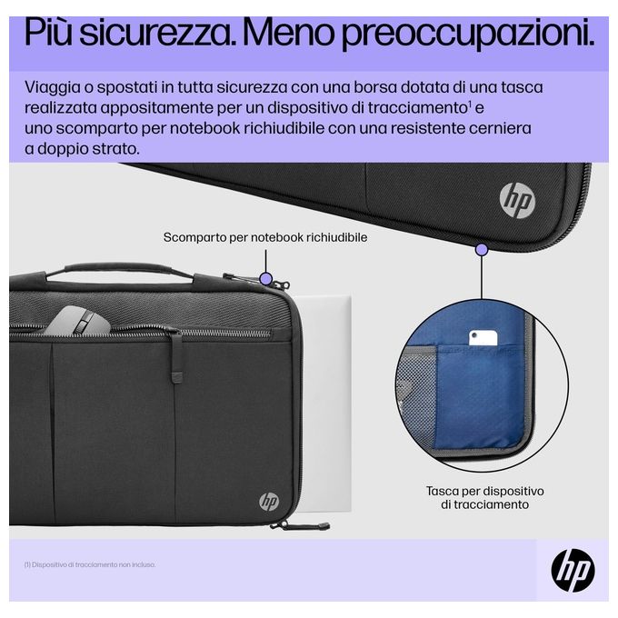 HP 6B8Y3AA Renew Executive Custodia per Laptop 14'' Poliestere Riciclato Resistente all'Acqua colore Nero