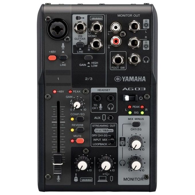 Yamaha AG03MK2 Mixer per Live Streaming Interfaccia Audio USB 3 Canali 24 bit 192 kHz colore Nero