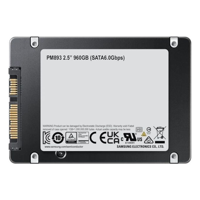 Samsung MZ-7L396000 PM893 SSD 960 GB SATA III 2.5'' velocita' lettura 550 MB-s scrittura 520 MB-s colore Nero