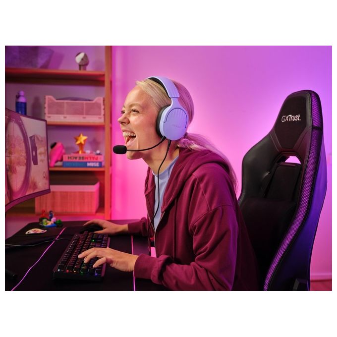 Trust 25301TRS GXT 489P Fayzo Cuffie Gaming Cablate Over-Ear con Microfono Rimovibile Driver 50 mm Audio 7.1 35% Plastica Riciclata Colore Viola