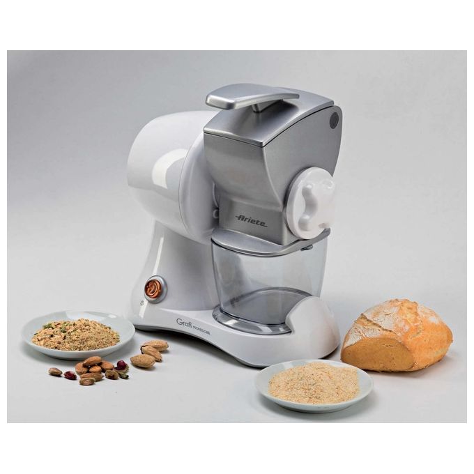 Ariete 448 Gratì Professional . Grattugia professionale dotata di tramoggia in metallo. Contenitore estraibile e coperchio salvafreschezza. Potenza 120w.