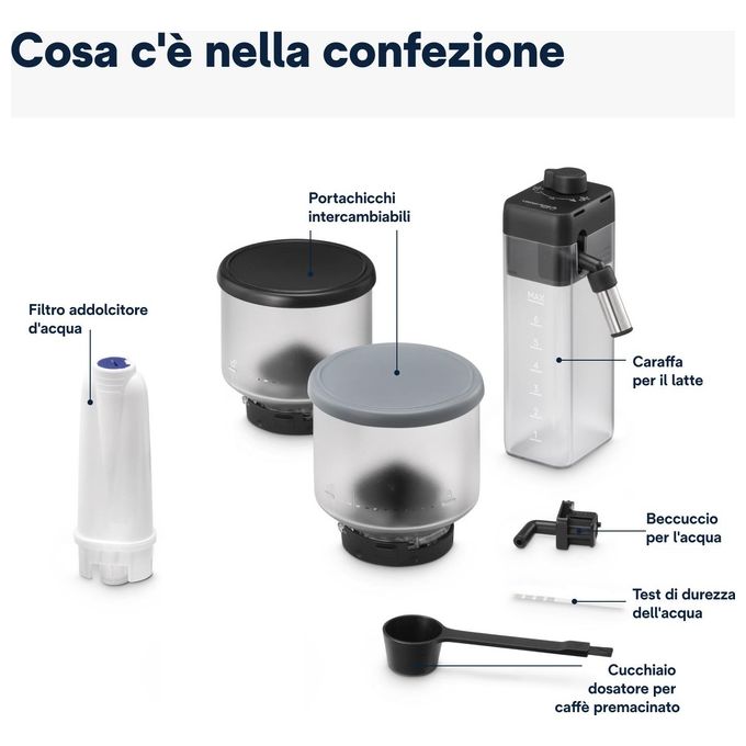 De'Longhi EXAM440.55.G Rivelia Macchina da caffe' Automatica 1,4 L 19 bar 1450 W Bean Switch LatteCrema Hot colore Grigio