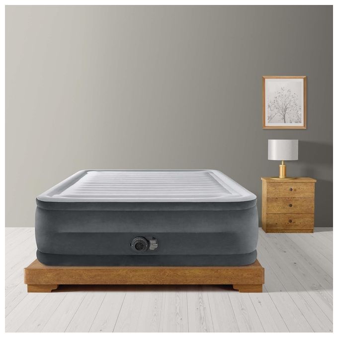 Intex Materasso Dura-Beam Comfort Plush Matrimoniale Grigio per Piscine e Campeggio