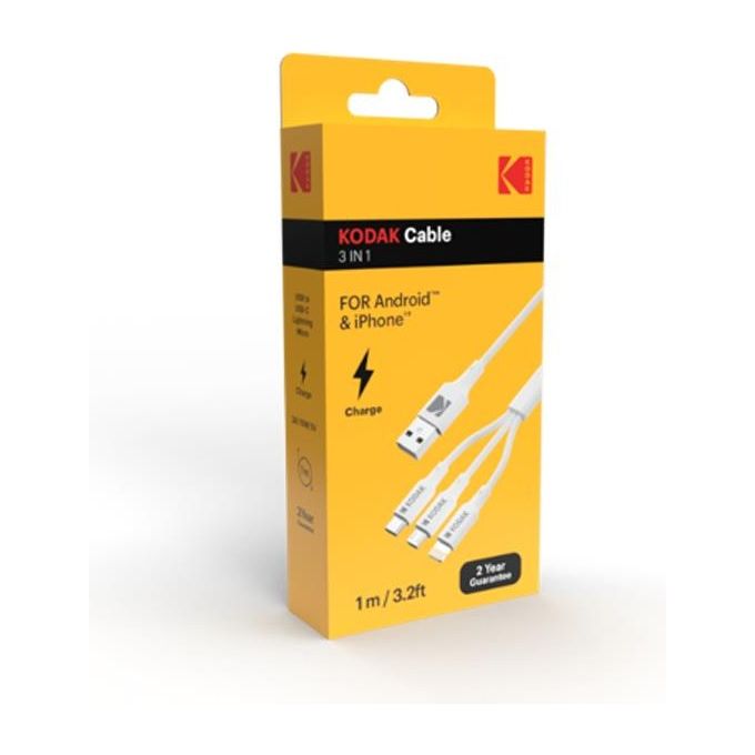 Kodak Cavo di Ricarica per Smartphone Triplo 3 in 1 1mt