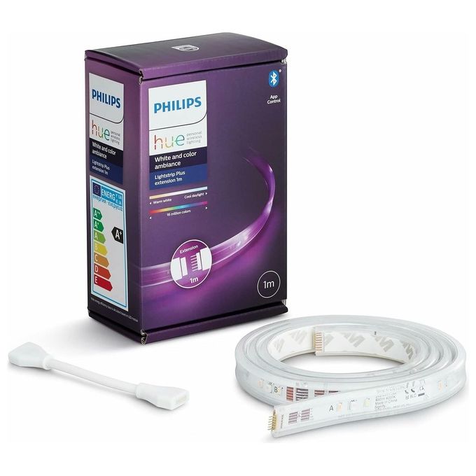 Philips Striscia LED Hue White and Color Ambiance Lightstrip Plus Estensione da 1 Metro di Alta Qualita' per Illuminazione Personalizzata