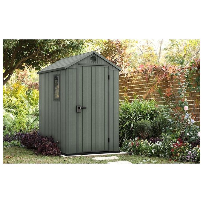 Keter K256872 Darwin Casetta da Giardino Effetto Legno 2 m² 125,8x184,5x205,1H cm colore Verde Salvia