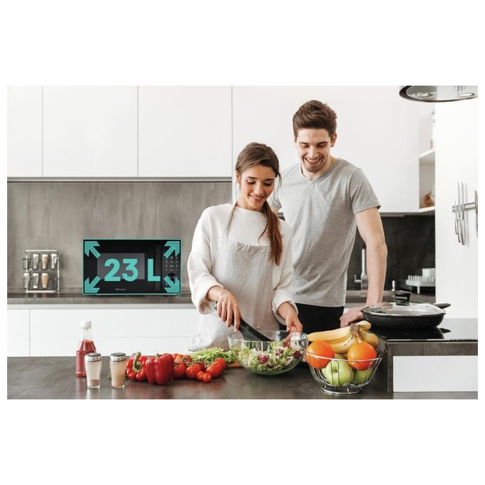 Hisense H23MOBSD1H Forno a microonde Solo 23 L 800 W 9 Programmi Rivestimento Ceramico colore Nero