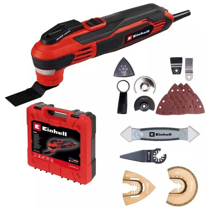 Einhell 4465155 TE-MG 350 EQ Utensile Multifunzione Oscillante 350 W 11000-20000 min^-1 con Accessori colore Nero Rosso