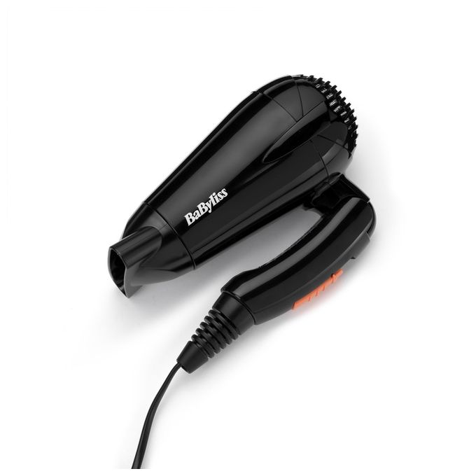 Babyliss 5344E Asciugacapelli da Viaggio 2000W Leggero e Compatto con Manico Pieghevole Doppio Voltaggio Nero