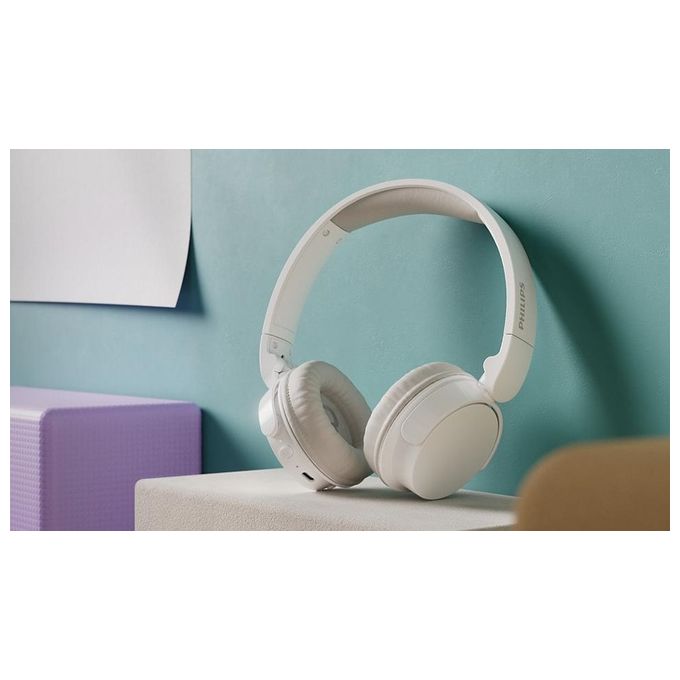 Philips TAH3209WT-00 Cuffia On-ear Wireless Bluetooth 5.3 Autonomia 25h Ricarica Rapida USB-C colore Bianco