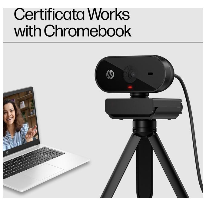 HP 53X26AA 320 Webcam FHD 1080p USB-A Grandangolare Microfono Integrato Copriobiettivo colore Nero