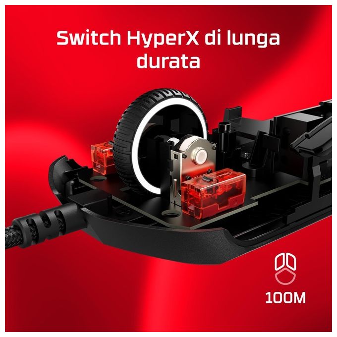 HyperX 6N0A7AA Pulsefire Haste 2 Mouse Gaming 53 g 26000 DPI 8000 Hz 6 Pulsanti Programmabili RGB colore Nero