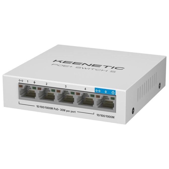 Keenetic KN-4610-01-EU Switch 5 porte Gigabit con 4 porte PoE+ e 60W di potenza erogabile colore Bianco