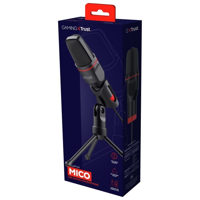 Trust Gaming GXT 212 Mico Microfono Usb PC Nero