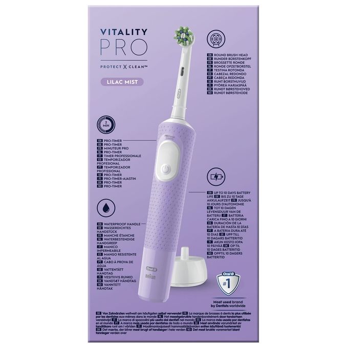 Oral-B VITALITYPROLILLA Vitality Pro Spazzolino elettrico oscillante 3 modalita' timer 2 min 2 testine colore Viola