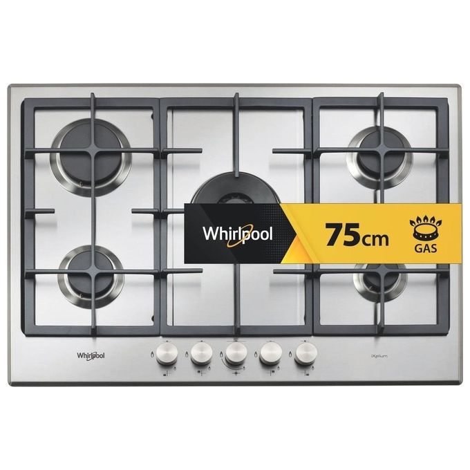Whirlpool GMR 7522-IXL Piano Cottura a Gas 5 Zone iXelium Griglie in Ghisa 73 cm Acciaio Inox