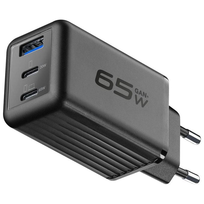Cellularline ACHUSBGAN3PD65WK Multipower Micro Caricabatterie GaN 65W 3 Porte USB-C Power Delivery colore Nero