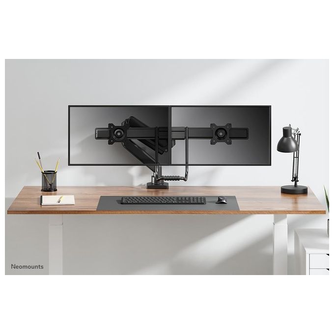 Neomounts DS75-450BL2 Braccio per Monitor 2 Schermi 17-32'' Regolabile Altezza Profondita' Rotazione 360° con Molla a Gas e Blocco 180° colore Nero