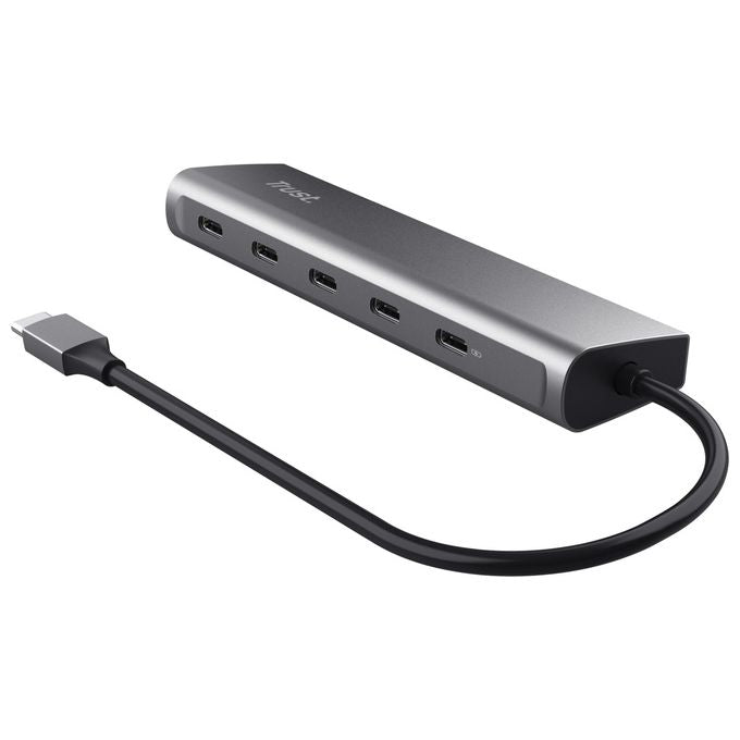 Trust Halyx 5 Porte Hub USB C 4x USB-C e Porta di Alimentazione PD 100W Argento