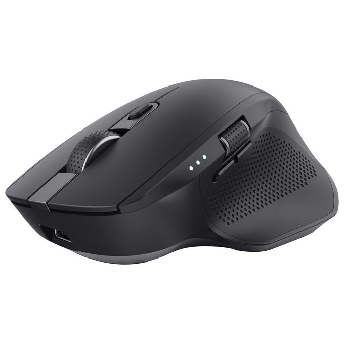 Trust 24820 Ozaa+ Mouse Wireless Multi-Dispositivo 6 Pulsanti Silenzioso 2 Rotelle Scorrimento Bluetooth 2.4GHz USB Type-C 60% Plastica Riciclata colore Nero