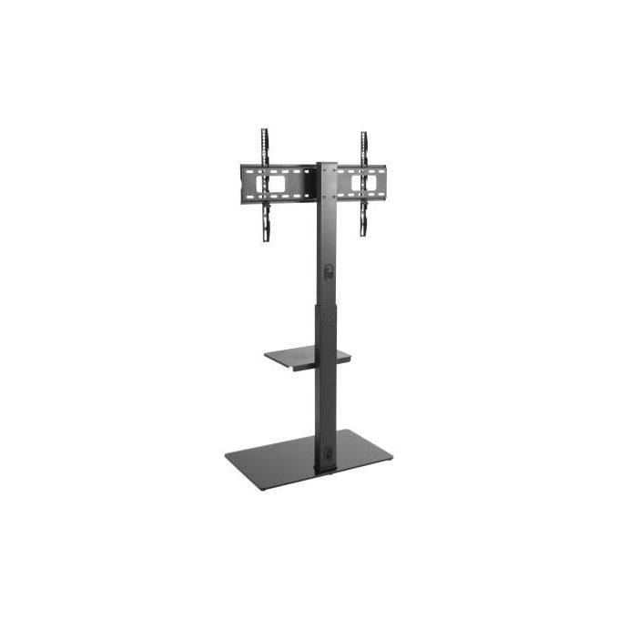 NVS LCD70 Supporto TV da pavimento orientabile per TV 37''-70'' con base in vetro temperato altezza regolabile su 3 posizioni VESA fino a 600x400 mm colore Nero