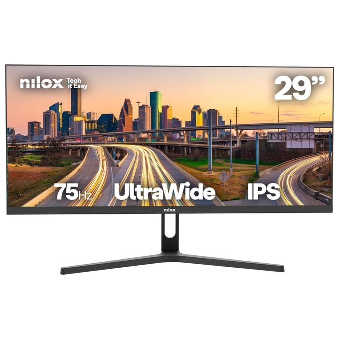Nilox NXM29UW01 Monitor UltraWide 29'' 2560x1080 75Hz IPS 4ms FreeSync G-Sync HDMI DP Altoparlanti Integrati Jack 3.5 mm USB 5V-1A colore Nero