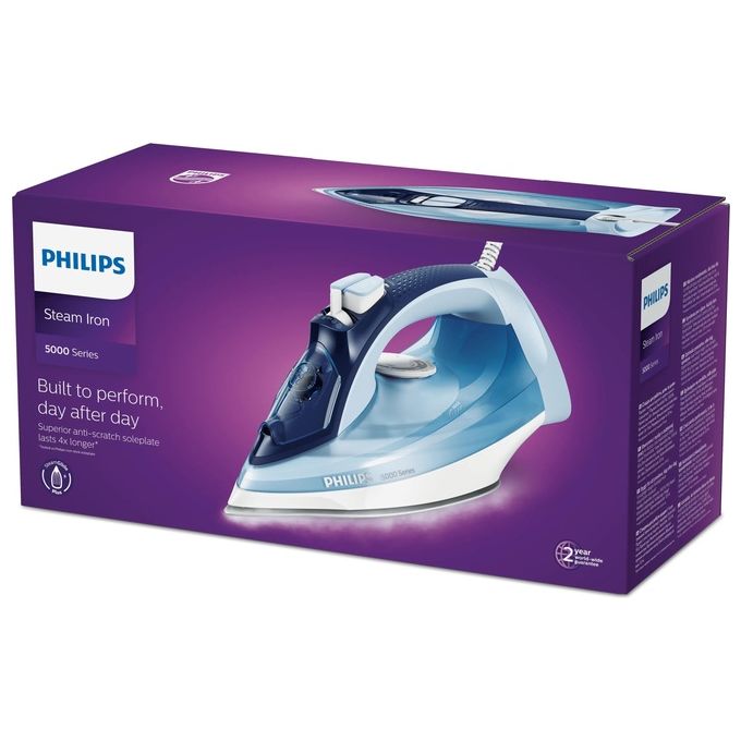 Philips DST5030-20 Serie 5000 Ferro a vapore 2400 W piastra SteamGlide Plus vapore 45 g-min colpo vapore 180 g-min colore Blu