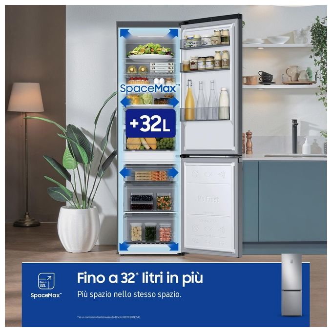 Samsung RB34C775CS9 EcoFlex AI Frigorifero Combinato 344 L 185 cm Classe C 35 dB No Frost Wi-Fi SpaceMax colore Inox