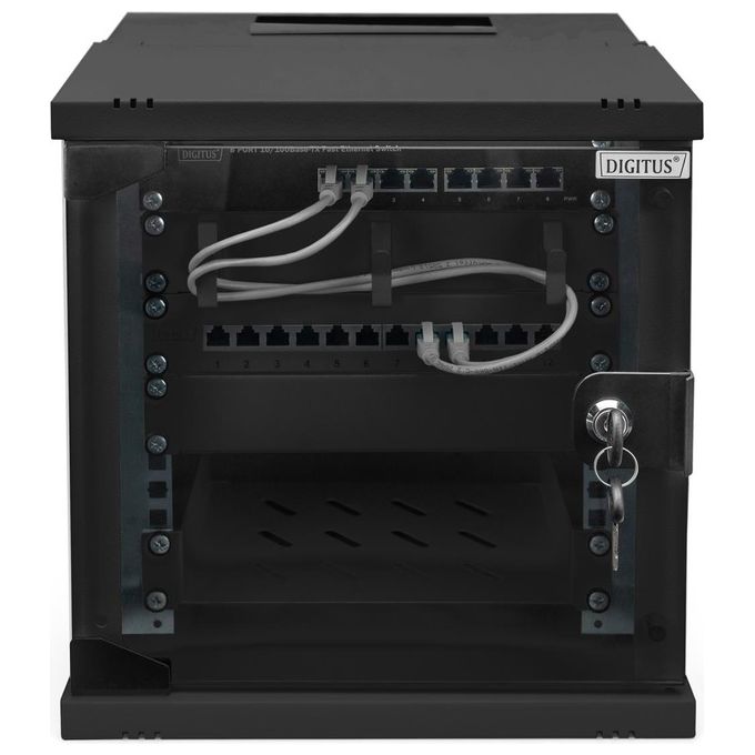 Digitus DN-49101 SOHO Pro Armadio Rack a Parete 10'' 6U 316x300 mm capacita' 30 Kg porta in vetro IP20 colore Nero